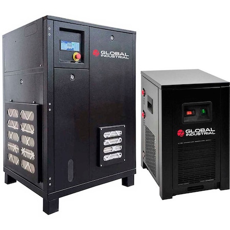Global Industrial Tankless Rotary Screw Compressor w/Dryer, 7.5 HP, 1 Phase, 230V 133689